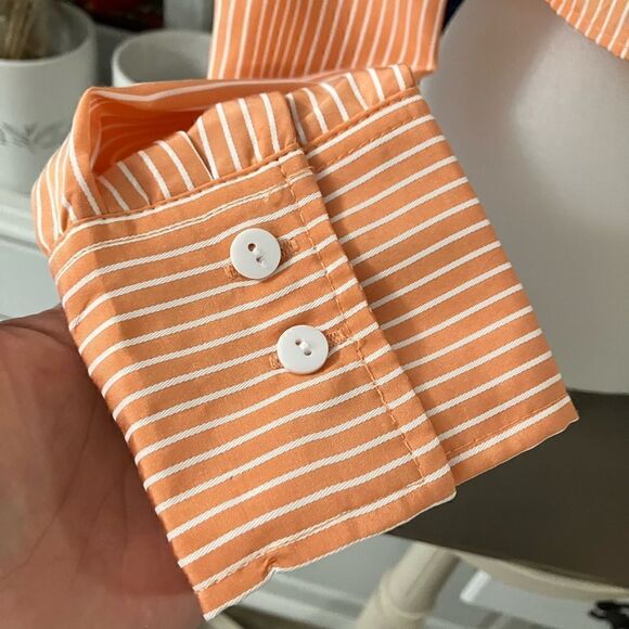 Cropped Blouse Orange & White Sz Small - Picture 6 of 9
